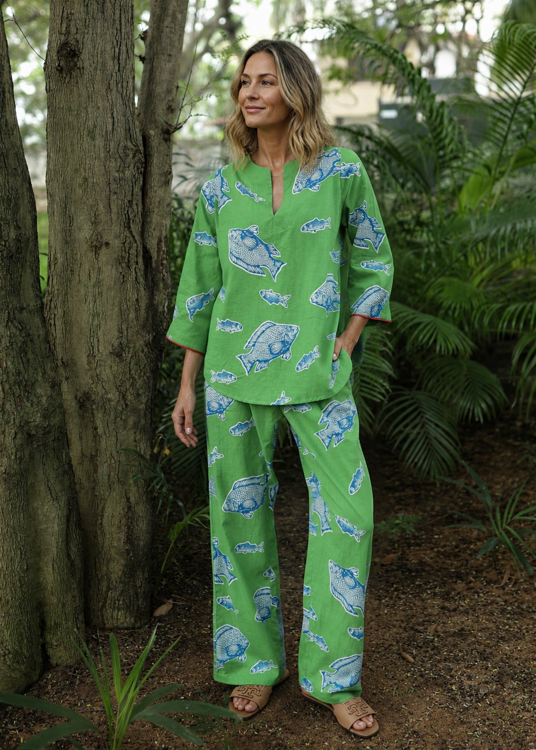 Radha Tunic Set - Green Fish Two Fish