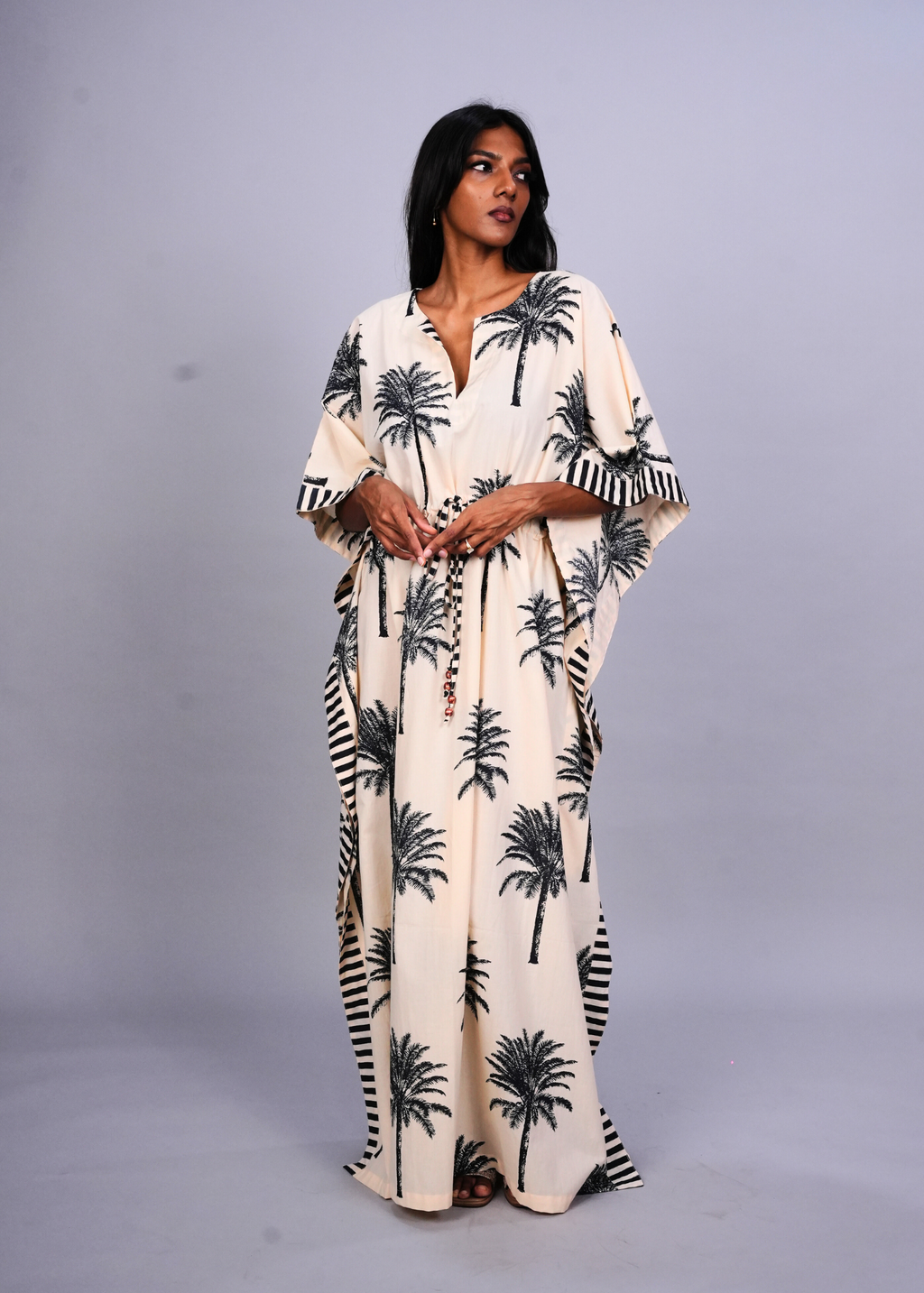 Surya Caftan - White Palms