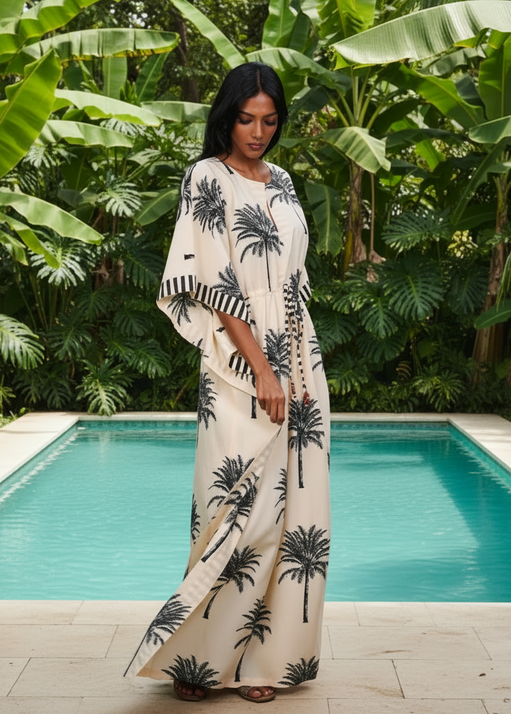 Surya Caftan - White Palms