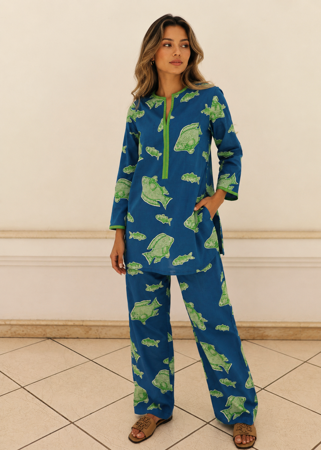 Yashoda Tunic Set - Blue Fish New Fish