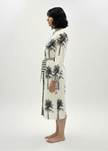 Belted Robe - White Palms