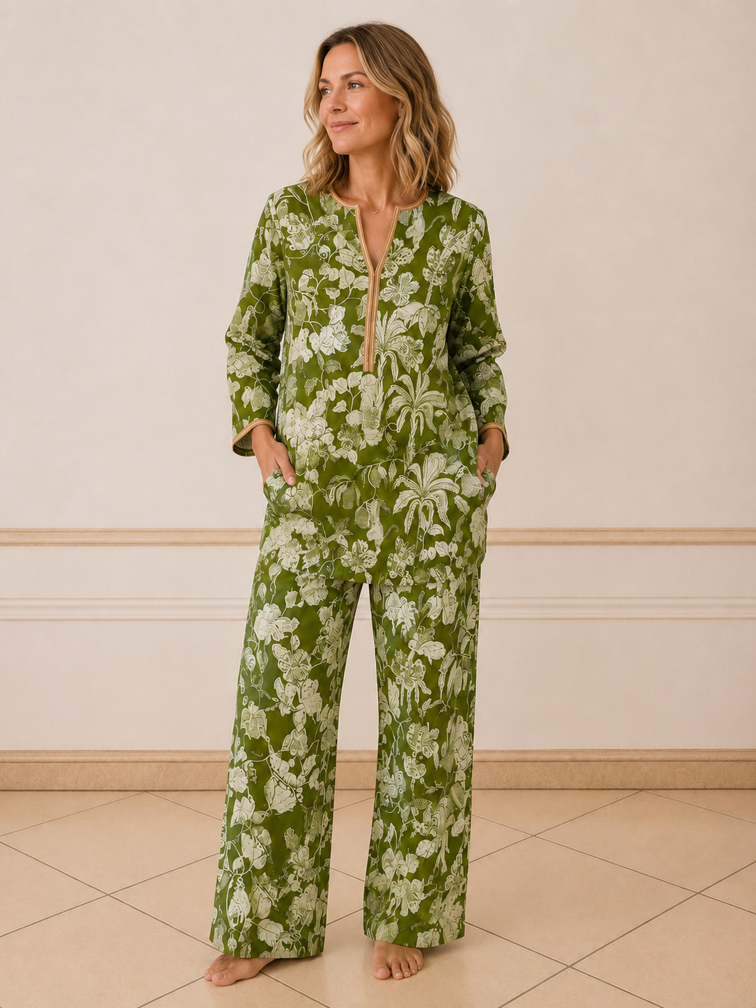 Yashoda Tunic Set - Green Jungle Boogie
