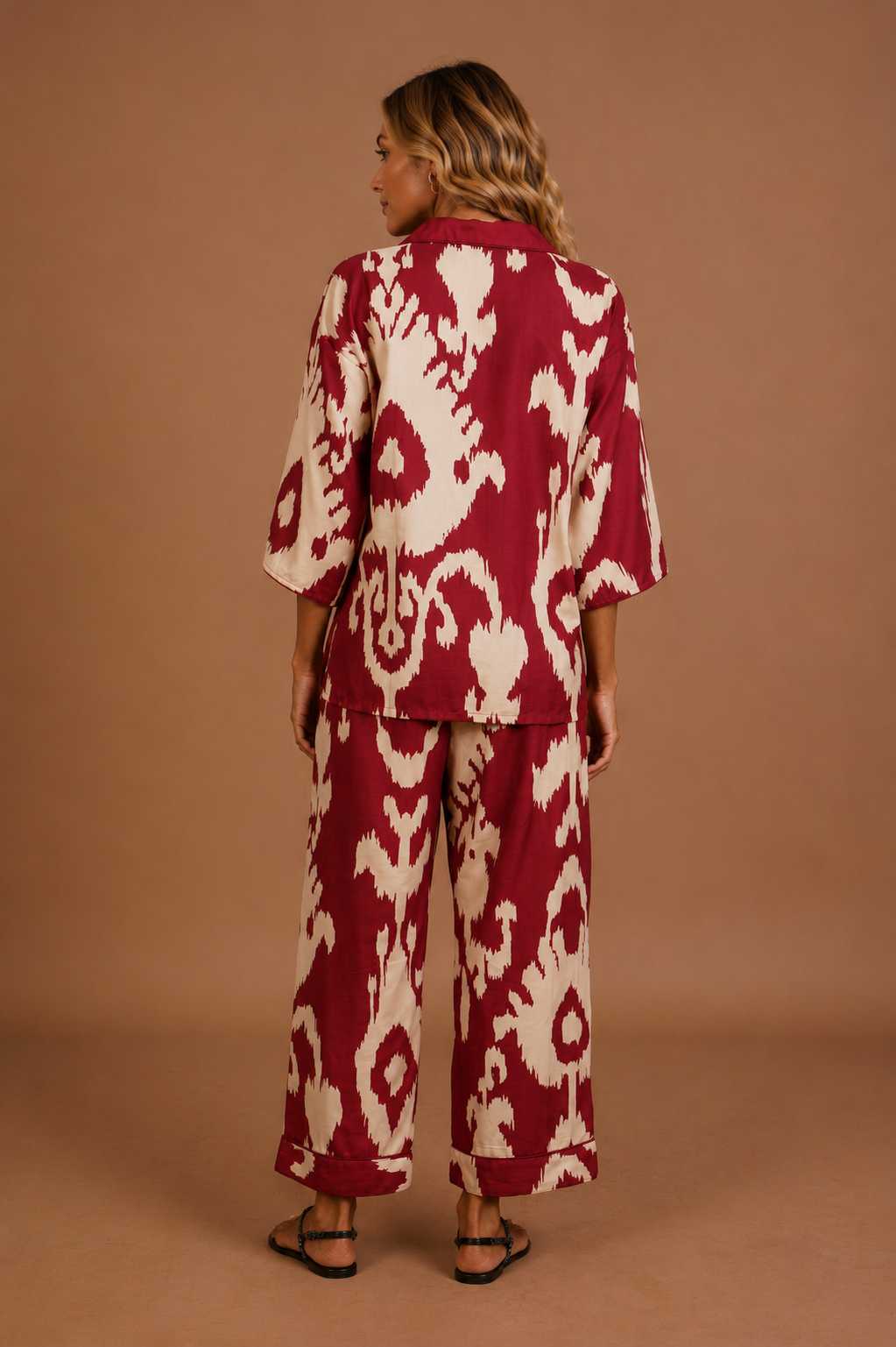 Sharan Boxy PJ Set - Burgundy Chandeliers